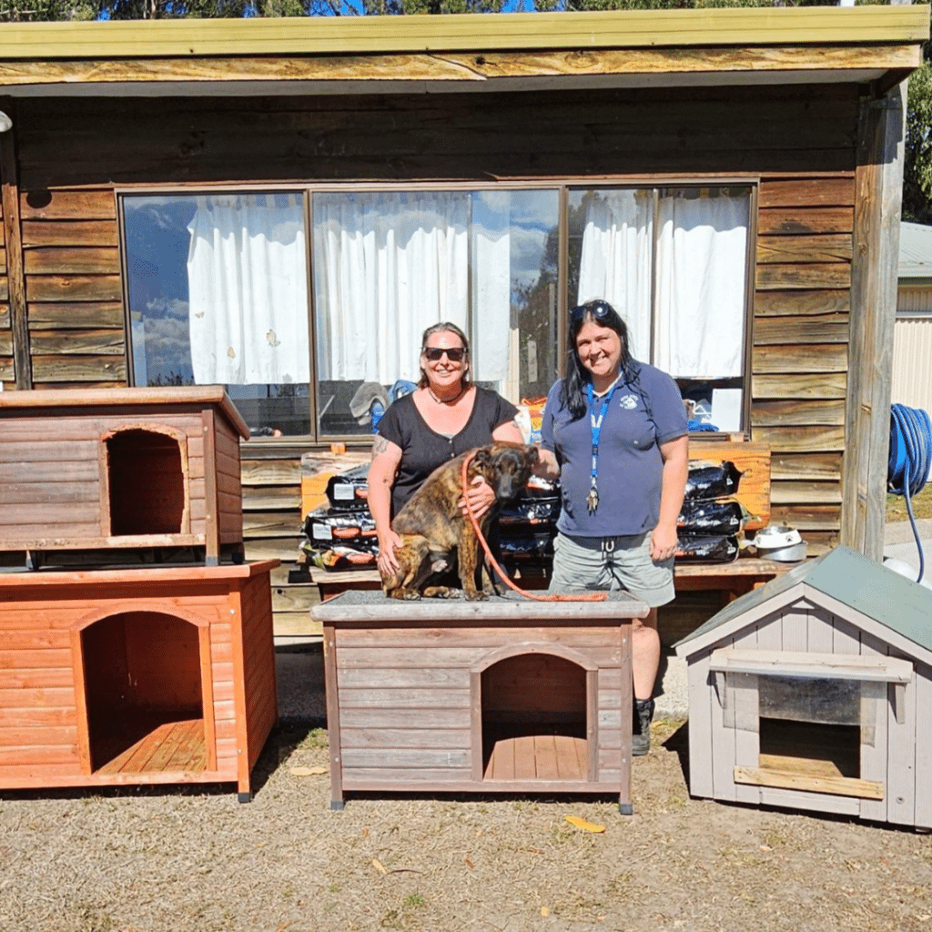 Staff member Sara with Raylene — a lovely member of the public who donated kennels and much more