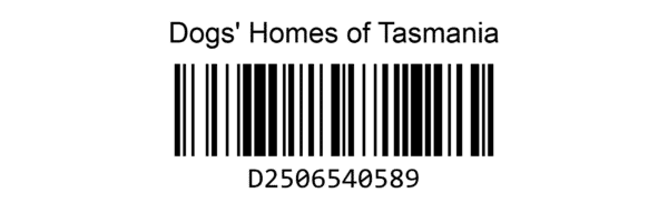 Recycle Rewards donation barcode Dogs' Homes of Tasmania-barcode